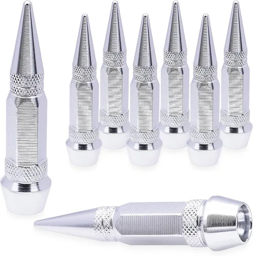 Miniatura 60 de 4 piezas de tapas de válvula de rueda con estilo púas, cubiertas universales de válvula de rueda de aleación de aluminio a prueba de polvo
