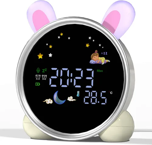 Miniatura 10 de ANALOI Reloj despertador para niños, reloj despertador Ok to Wake para niños, reloj de luz nocturna para dormitorio, reloj despertador para gatos