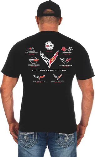 Miniatura 3 de JH DESIGN GROUP Camiseta Corvette para hombre C8 C7 C6 C5 C4 C3 C2 C1 Collage Black Shirt