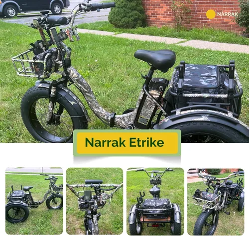 Miniatura 7 de NARRAK Triciclo eléctrico para adultos, triciclo eléctrico plegable con neumáticos gruesos, bicicletas eléctricas de 3 ruedas, pico de 1350 W