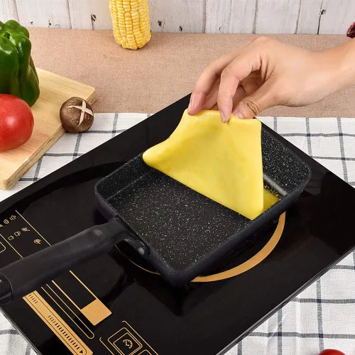 Miniatura 6 de MyLifeUNIT Tamagoyaki - Sartén para tortilla japonesa antiadherente con espátula de silicona, bandeja cuadrada para huevos, 7 x 5 pulgadas