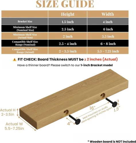 Miniatura 2 de 4 soportes de pared para estantes flotantes de alta resistencia, soportes invisibles negros para estantería, accesorios decorativos flotantes
