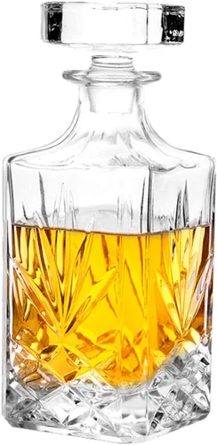 Decantador de vidrio con tapón geométrico hermético, decantador de whisky para vino, bourbon, brandy, licor, jugo, agua, enjuague bucal, vidrio