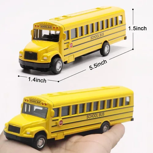 Miniatura 2 de Paquete de 2 juguetes de autobús escolar amarillo de 5.5 pulgadas, vehículos de juguete de metal fundido a presión, recuerdos de fiesta, el mejor