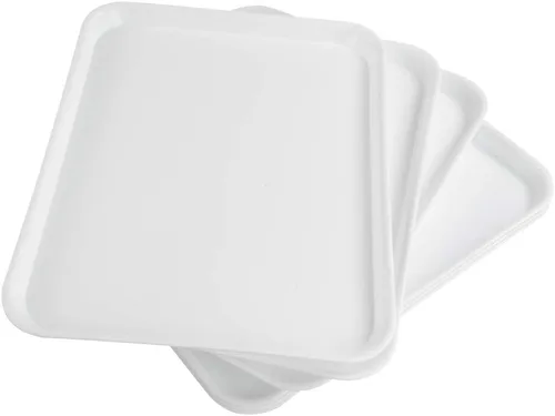 Miniatura 6 de Bandejas de comida rápida, bandeja de plástico para servir, color blanco, juego de 6