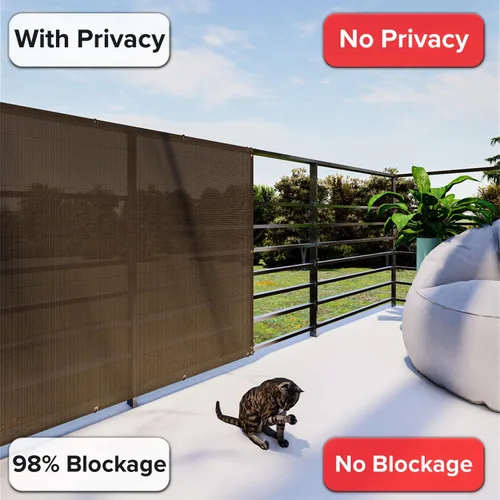 Miniatura 4 de 2.5' x 10' Malla de Pantalla de Valla de Privacidad para Balcón Protección contra Viento Cubierta Incluye Bridas de Cable para Terraza Apartamento