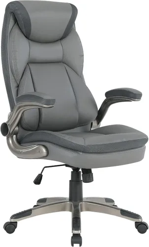 Office Star ECH Series - Silla de oficina ejecutiva de cuero regenerado con soporte lumbar y brazos acolchados ajustables en altura, carbón con base
