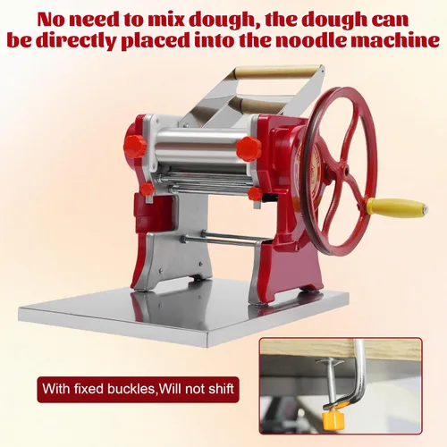Miniatura 3 de Máquina para hacer pasta, máquina manual de fideos, rodillo de masa de pasta con cuchilla, fabricante de fideos de manivela para espaguetis