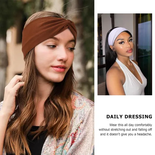 Miniatura 10 de DRESHOW Paquete de 8 diademas anudadas para mujer, con tiras cruzadas, antideslizantes, bohemias, trenzadas, accesorios para el cabello