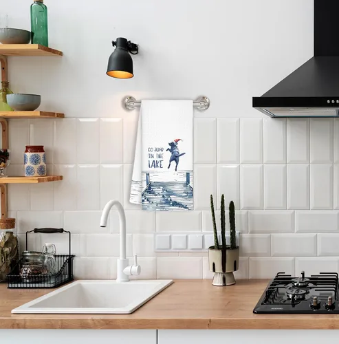 Miniatura 4 de Toallas de cocina navideñas para decoración de casa de lago, regalos de casa de lago, divertidas toallas de cocina decorativas para amantes