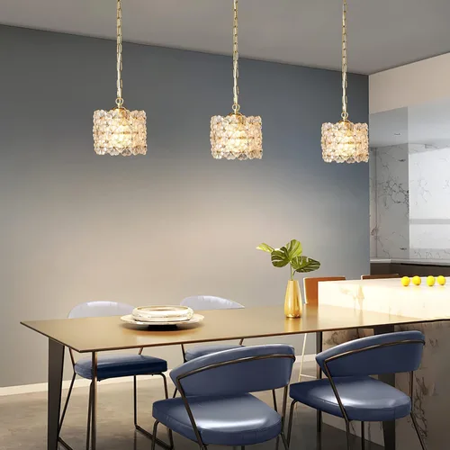 Miniatura 3 de Lámpara colgante de cristal, lámpara de techo colgante ajustable dorada moderna para isla de cocina, comedor, sala de estar, dormitorio