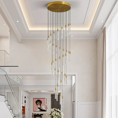 Miniatura 4 de Candelabro moderno de 36 luces para sala de estar, acabado de latón dorado, luces colgantes de techo LED regulables de 216 W 6000 K para escalera