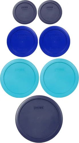 Miniatura 4 de Pyrex (2) 7202-PC Tapas de almacenamiento de alimentos verdes, (2) 7200-PC naranjas, (2) 7201-PC azul cobalto, (1) 7402-PC rojas - Fabricadas en EE.