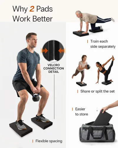 Miniatura 3 de StrongTek 2-in-1 Non-Slip Balance Pad - High-Density Foam Cushion, Supportive Exercise Mat & Knee Pad for Core Training, Yoga, Pilates, Physical