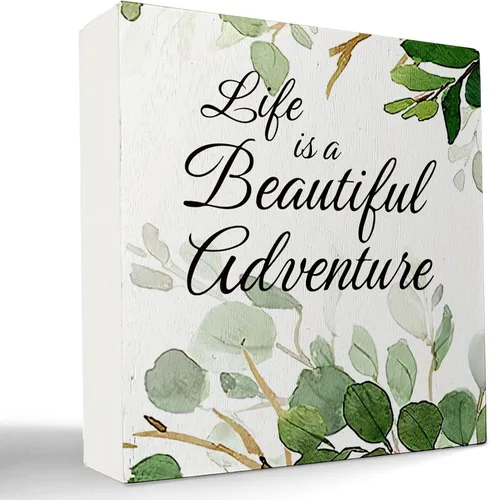 Miniatura 13 de Decoración de baño de granja verde salvia, letrero de caja de madera con frase "Breathe Quotes", decoración de estantes, artículos pequeños de Unwind
