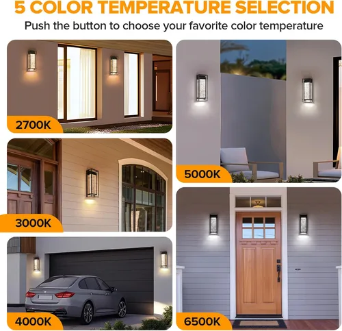 Miniatura 2 de LUTEC Lámparas de Pared para Exteriores, Aplique de Pared para Porche con 5 Temperaturas de Color con Vidrio de Burbujas de Cristal, Faroles
