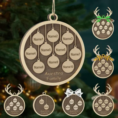 Miniatura 37 de Adornos de Navidad personalizados, familia de 1 nombre, adornos de Navidad de madera personalizados, decoración personalizada, decoración de árbol
