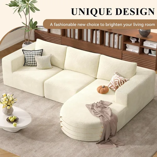 Miniatura 5 de Sofá modular con diván en forma de L, sofá cama moderno seccional Cloud con asiento profundo, sofás de compresión de esponja, no requiere montaje