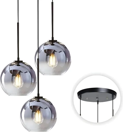 Miniatura 15 de KCO Iluminación Moderna Lámpara Colgante de 3 Luces con Globo de Vidrio Gradiente en Plata, Luminaria de Techo con Cordón Ajustable, Candelabro