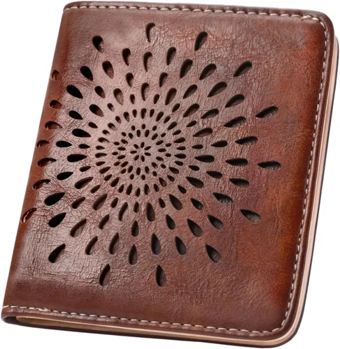 Miniatura 10 de APHISON Billetera pequeña delgada para mujeres y hombres, cartera RFID para mujer, diseño de girasol, de piel con girasol, tarjetero para tarjetas