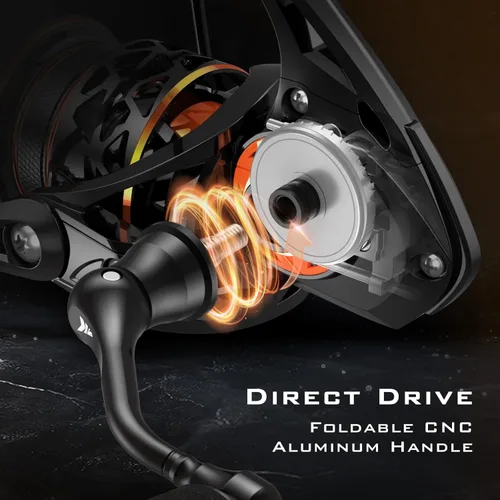Miniatura 5 de KastKing Zephyr Spinning Reels – 7+1/6+1 BB – Carbon Fiber Drag – Stainless Steel Shaft – Aluminum & CNC Spool – Black/Green/Orange – Sizes 500/1000