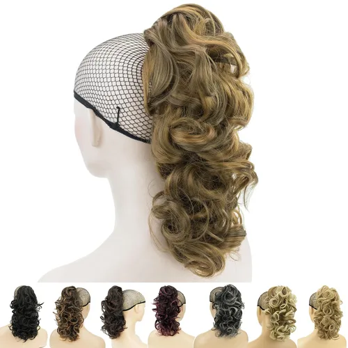 Miniatura 13 de IMISSU Extensiones de cabello rizado desordenado, cola de caballo con clip de cola de caballo (rubio playa)