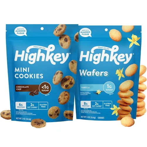 Miniatura 9 de HighKey Galletas sin azúcar, paquete de 2 variedades, paquete de aperitivos cetogénicos, cero carbohidratos, sin azúcar, galletas con chispas