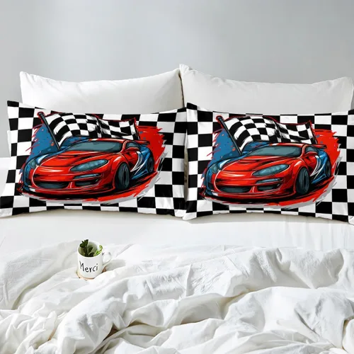 Miniatura 4 de Erosebridal Juego de ropa de cama de carreras, funda de edredón para motocross, tamaño individual, competición de autos de carreras, deportes