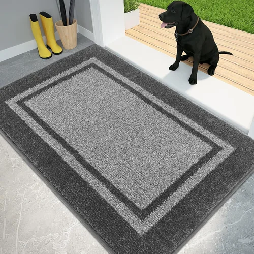 Miniatura 15 de PURRUGS Tapete para puerta con atrapamiento de suciedad, 20 x 32 pulgadas, antideslizante, lavable a máquina, tapete de entrada, tapete para puerta