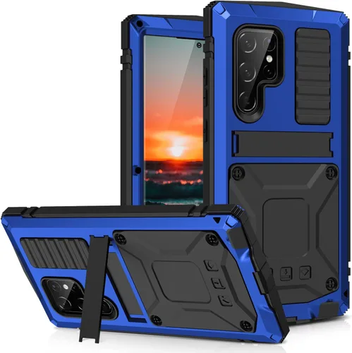 Miniatura 18 de Simicoo Samsung S22 - Funda de metal con protector de pantalla y protector de cámara, resistente a los golpes, con soporte, cubierta completa