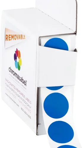 ChromaLabel Etiquetas adhesivas circulares de 3/4 pulgadas, etiquetas redondas de codificación de color de alta visibilidad, puntos adhesivos Azul