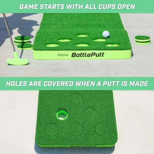 Miniatura 5 de GoSports BattlePutt - Juego de golf de putting de 2 contra 2, juego estilo Pong con verde de putting de 11 pies, 2 putters y 2 pelotas de golf