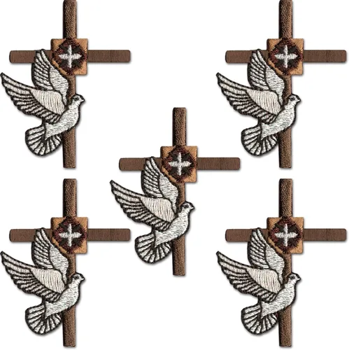 Miniatura 9 de Laughing Lizards Parches de comunión (paquete de 5) Parche religioso bordado para planchar, adornos para ropa, chaquetas, mochilas y decoraciones