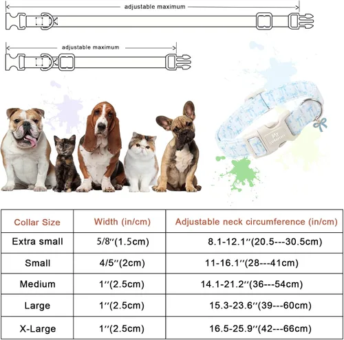Miniatura 6 de Blue Valentines - Collar para perro, lindo collar de cachorro con lazo azul, collar ajustable de algodón para San Valentín con hebilla de plástico