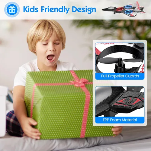 Miniatura 5 de Avión RC, avión de control remoto de espuma, dron para niños, avión RC para niños y niñas, helicóptero de combate con luces LED, retención