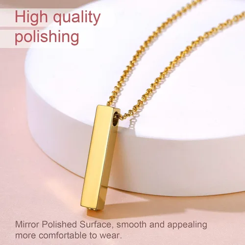 Miniatura 2 de FindChic Collares personalizados con urna para cenizas, barra vertical, gato, luna, reloj de arena, garra de perro, acero inoxidable, chapado en oro