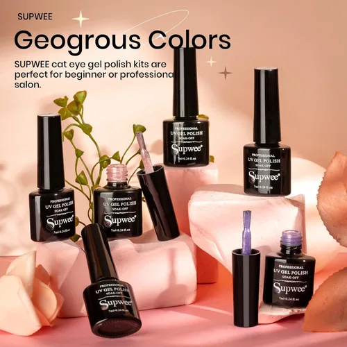 Miniatura 7 de Juego de esmalte de uñas magnético de ojo de gato, 12 colores, esmalte de uñas de ojo de gato 9D, brillo holográfico, esmalte de gel magnético, Gel