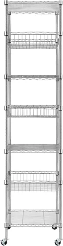 Miniatura 7 de Finnhomy Estantería de Alambre de Servicio Pesado de 7 Niveles con Ruedas de 18 x 18 x 78.8 pulgadas, 7 Estantes, Rack de Almacenamiento de Metal