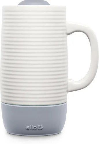 Miniatura 8 de Ello Jane Taza de viaje de cerámica con asa de 18 oz, tapa deslizante resistente a salpicaduras y portavasos incorporado, perfecta para café y té