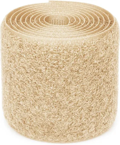 Miniatura 3 de Cinta de velcro para coser de 2 pulgadas de ancho, color beige claro, no adhesiva, 1 yarda de longitud, cinta de nailon beige, juego de sujetadores