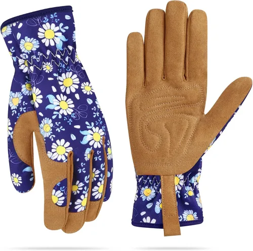 Miniatura 9 de Guantes de jardinería para mujeres, guantes de cuero para trabajo en jardín, a prueba de espinas, sin perforación, para cavar, plantar y podar