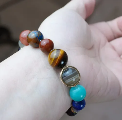 Miniatura 34 de Precious Gemstone Natural Crystal Healing Bracelet, Rutilated Quartz, Moonstone, Quartz Handmade Original Design Bracelet