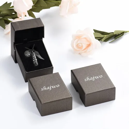Miniatura 8 de shajwo Collar de cenizas de urna cilíndrica para mujeres y hombres, joyería de cremación de mariposa, ceniza amada, un colgante de ala de ángel