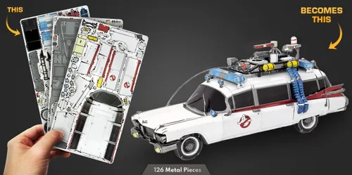 Miniatura 2 de Metal Earth Fascinations Premium Series Ecto-1 Ghostbusters 3D Kit de modelo de metal