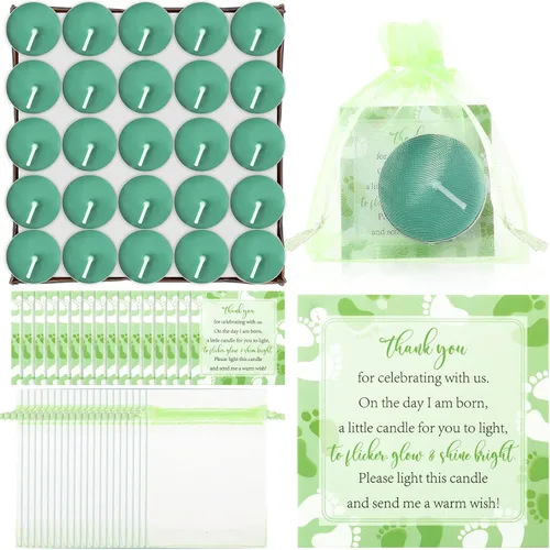 Miniatura 13 de 50 juegos de recuerdos de fiesta de baby shower, incluyendo 50 velas sin perfume para baby shower, bolsas de regalo, tarjetas para suministros