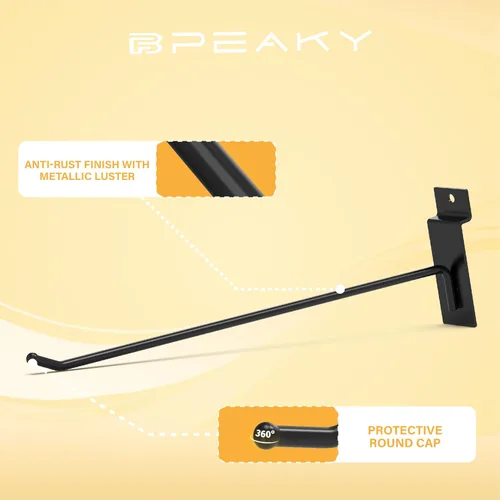 Miniatura 2 de Ganchos de Pared Ranurada Negros de 10 Pulgadas 25PC, Accesorios de Pared Ranurada Resistentes, Colgador de Herramientas de Pared Ranurada