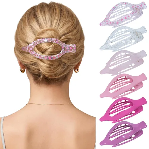 Miniatura 11 de Pinzas de pelo planas francesas para mujer, 6 pinzas planas para cabello fino y grueso, agarre fuerte, agarre antideslizante, pinzas para el cabello