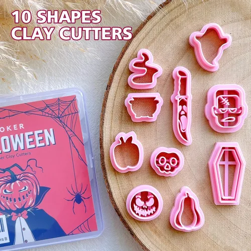 Miniatura 3 de KEOKER Cortadores de arcilla polimérica para Halloween, cortadores de arcilla para la fabricación de aretes de Halloween, 10 formas de Halloween