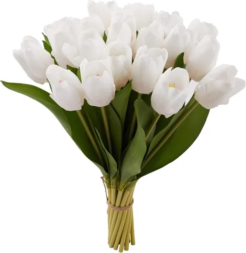 Miniatura 13 de 20 tulipanes artificiales de tacto real de flores artificiales hidratantes para decoración de fotografía, decoración del hogar, jardín, boda