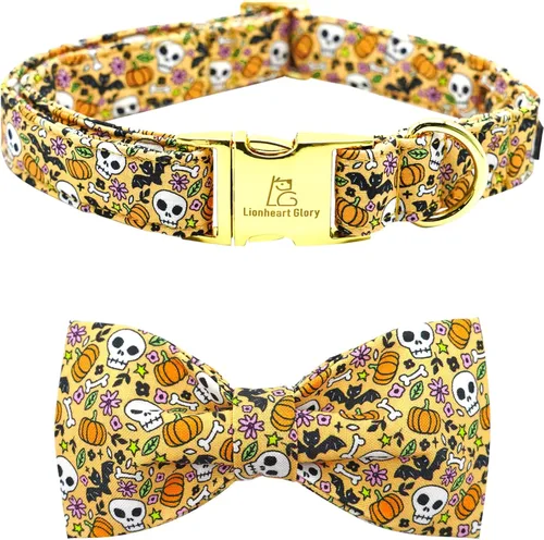 Miniatura 7 de Lionheart glory - Collares de perro de Halloween, collar de perro de otoño, lazo rosa, collar para perros pequeños, niños y niñas, calabaza, arcos